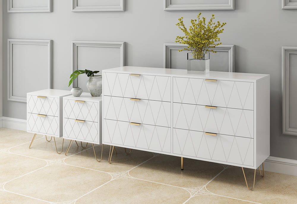 Ally 6 Drawer Dresser & 2 Drawer Bedside - 3 Piece Bundle