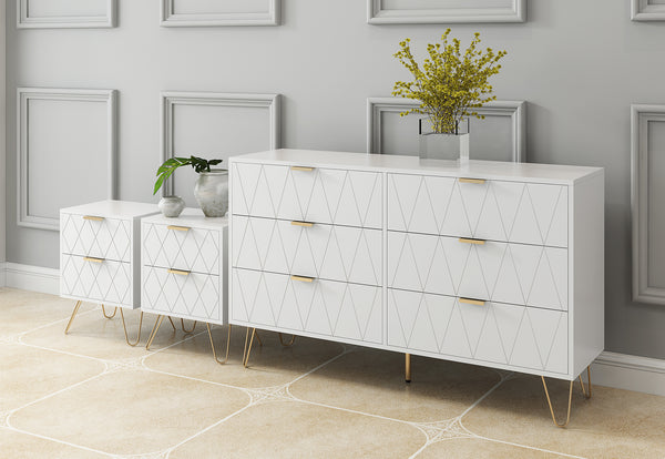 Ally 6 Drawer Dresser & 2 Drawer Bedside - 3 Piece Bundle