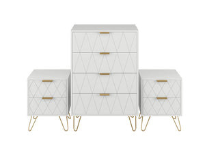 Ally 4 Drawer Tall Chest & 2 Drawer Bedside - 3 Piece Bundle