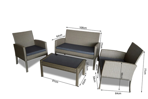 Brighton 4 Piece Outdoor Lounge Setting