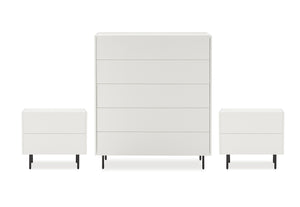 Emerson 5 Drawer Tall Chest & 2 Drawer Bedside - 3 Piece Bundle