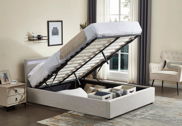 Evelyn Gas Lift Storage Bed with LED