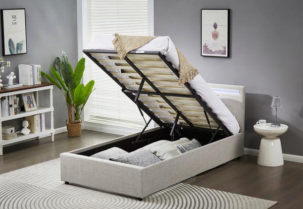 Evelyn Gas Lift Storage Bed with LED