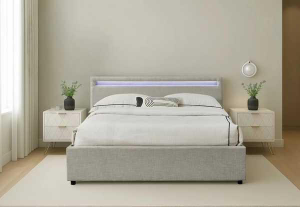 Evelyn Gas Lift Storage Bed with LED