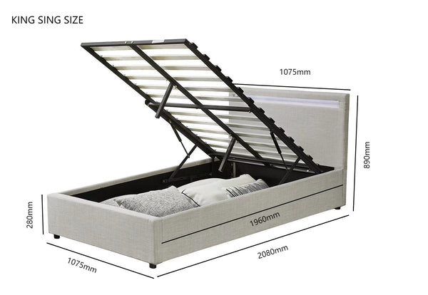 Evelyn Gas Lift Storage Bed with LED