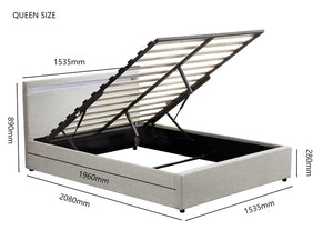 Evelyn Gas Lift Storage Bed with LED