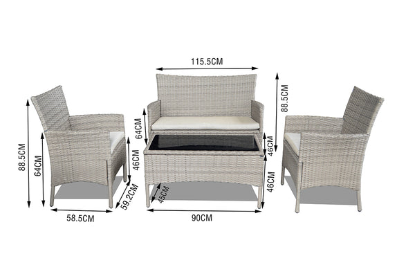 Hampton 4 Piece Outdoor Lounge Setting