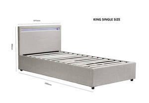 Evelyn Gas Lift Storage Bed with LED
