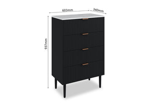 Mila 4 Drawer Tall Chest - 2 Piece Bundle