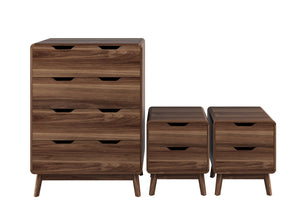 Olive 4 Drawer Tall Chest & 2 Drawer Bedside - 3 Piece Bundle