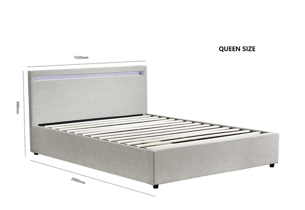 Evelyn Gas Lift Storage Bed with LED