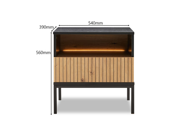 Brooklyn Bedside Table with LED - 2 Piece Bundle