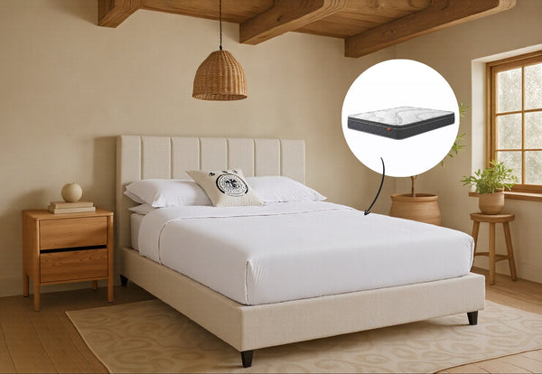 Amelia Queen Bed & Harbour City Queen Mattress Bundle