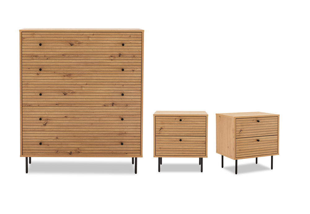Anya 5 Drawer Tall Chest & 2 Drawer Bedside - 3 Piece Bundle