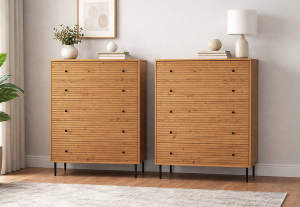 Anya 5 Drawer Tall Chest - 2 Piece Bundle