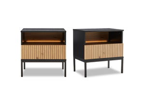 Brooklyn Bedside Table with LED - 2 Piece Bundle