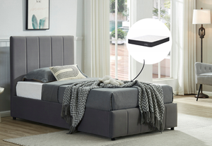 Camila King Single Gas Lift Storage Bed & Harbour City King Single Mattress Bundle