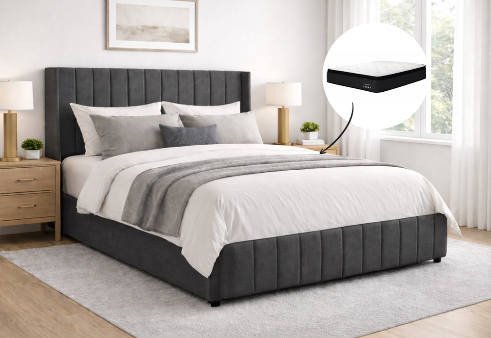 Chloe King Gas Lift Storage Bed & Urban King Mattress Bundle