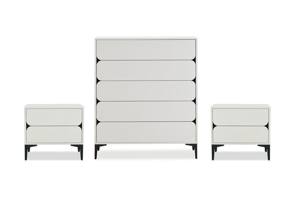 Elaine 5 Drawer Tall Chest & 2 Drawer Bedside - 3 Piece Bundle