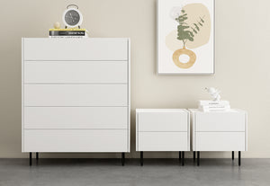 Emerson 5 Drawer Tall Chest & 2 Drawer Bedside - 3 Piece Bundle