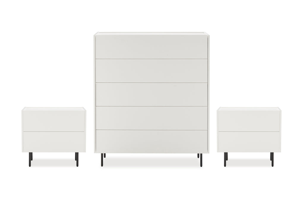 Emerson 5 Drawer Tall Chest & 2 Drawer Bedside - 3 Piece Bundle
