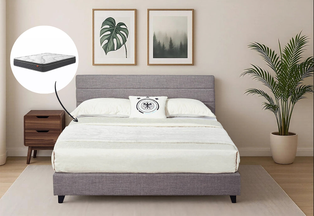 Emma Queen Bed & Harbour City Queen Mattress Bundle