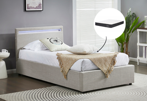 Evelyn King Single Gas Lift Storage Bed & Harbour City King Single Mattress Bundle