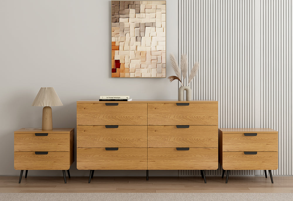 Finley 6 Drawer Dresser & 2 Drawer Bedside - 3 Piece Bundle