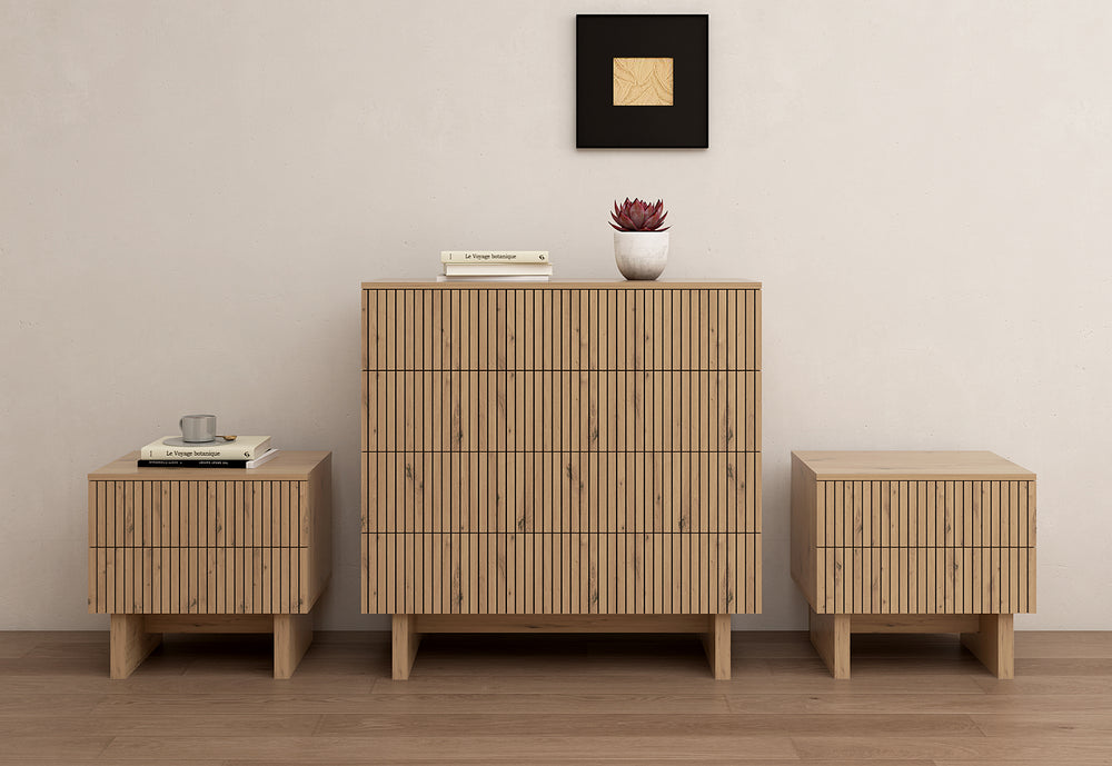 Giselle 4 Drawer Tall Chest & 2 Drawer Bedside - 3 Piece Bundle