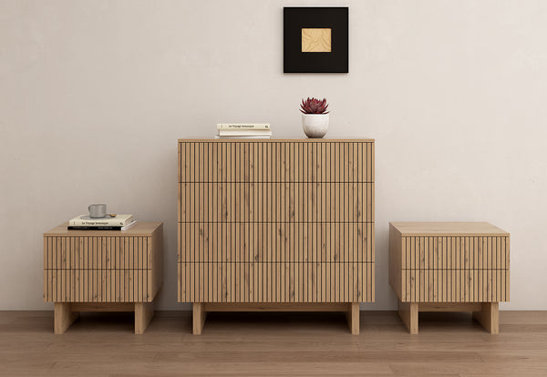 Giselle 4 Drawer Tall Chest & 2 Drawer Bedside - 3 Piece Bundle