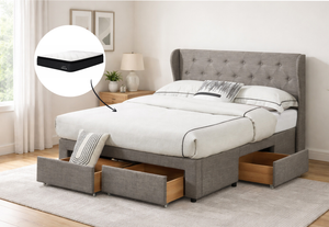 Hannah King Bed with Storage Drawers & Urban King Mattress Bundle