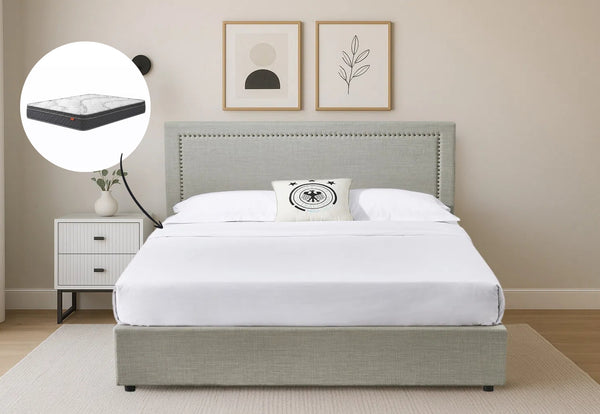 Harper Queen Gas Lift Storage Bed & Harbour City Queen Mattress Bundle