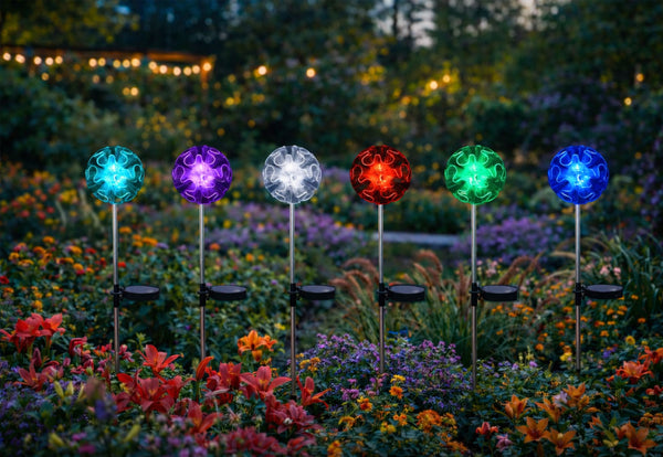Hydrangea Solar Outdoor Garden Lights (Set of 2)