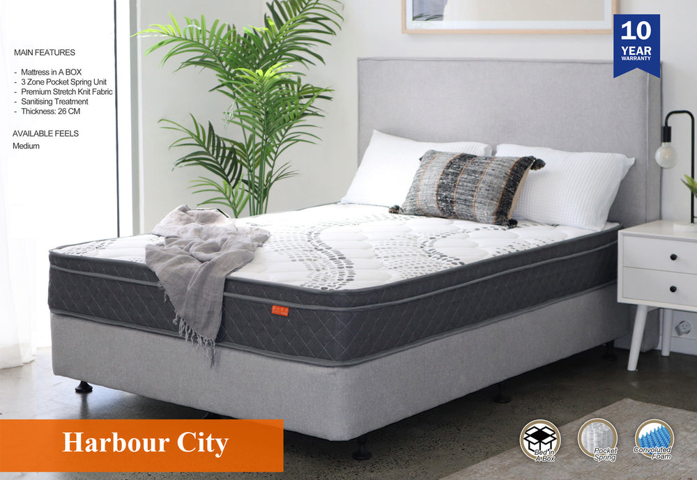 Harbour City Mattress - Medium Feel 3 Zoned Pocket Spring