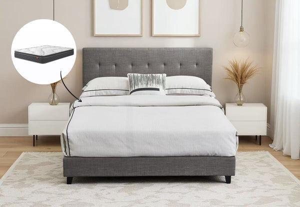 Mia Queen Bed & Harbour City Queen Mattress Bundle