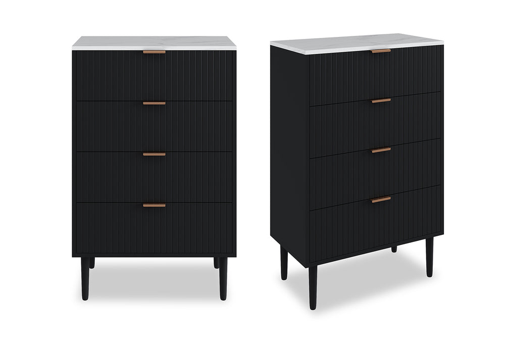 Mila 4 Drawer Tall Chest - 2 Piece Bundle