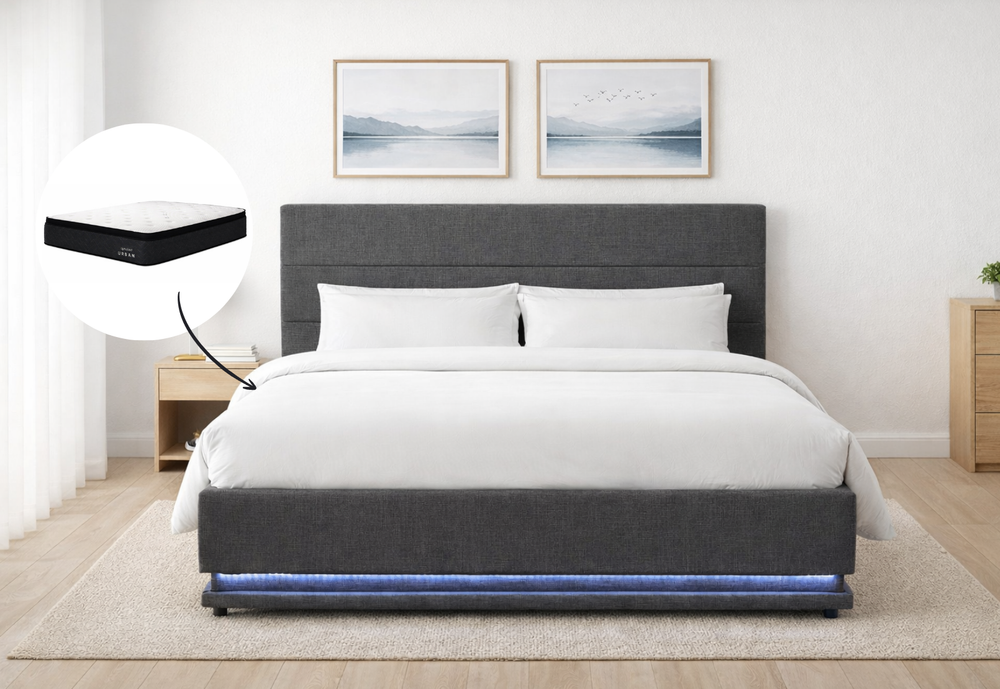 Victoria King Gas Lift Storage Bed & Urban King Mattress Bundle