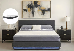 Victoria Queen Gas Lift Storage Bed & Harbour City Queen Mattress Bundle
