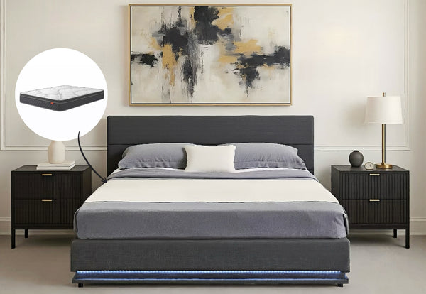 Victoria Queen Gas Lift Storage Bed & Harbour City Queen Mattress Bundle