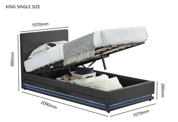 Victoria Gas Lift Storage Bed with LED