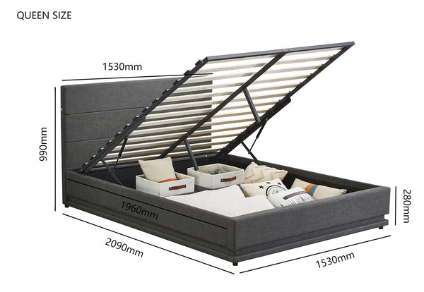 Victoria Gas Lift Storage Bed with LED
